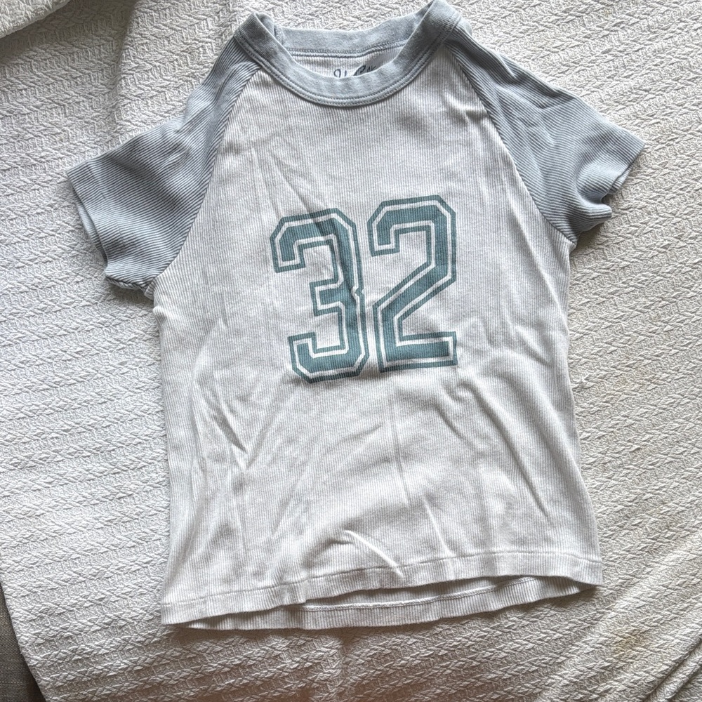 Brandy Melville Gray and White Kids Tee